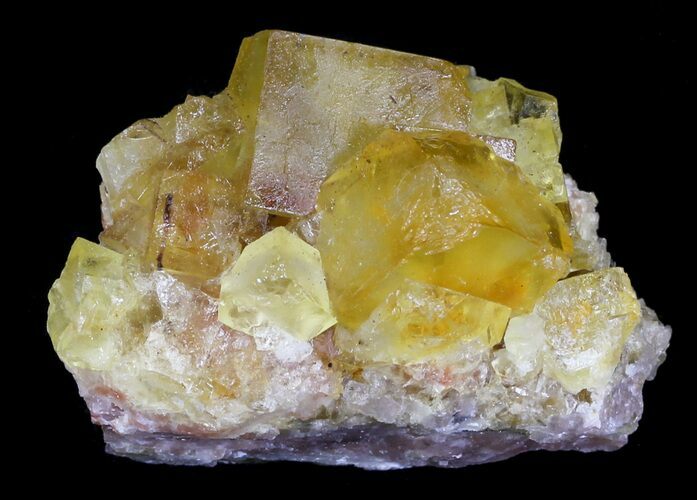 Lustrous, Yellow Cubic Fluorite Crystals - Morocco #32310